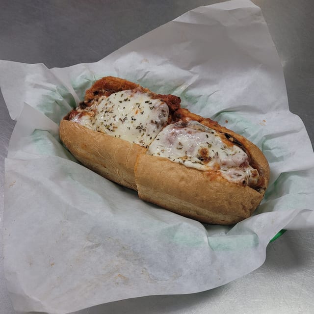 Eggplant Parmigiana Hot Sandwich.